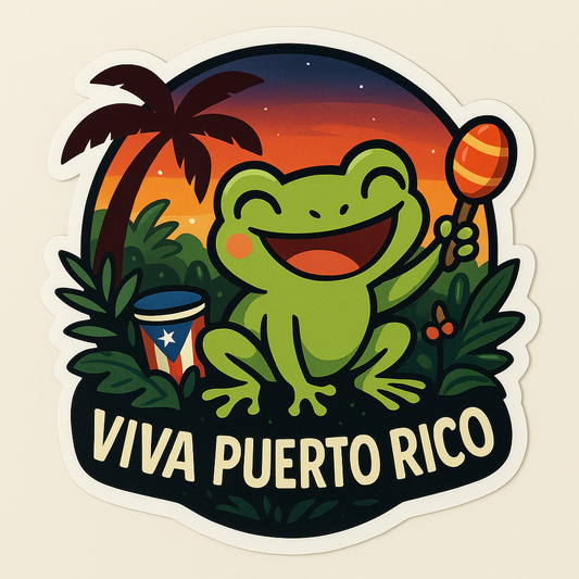 Celebrate Puerto Rican Pride with Frog Sticker Art