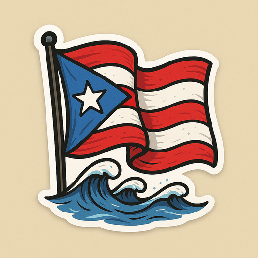 Celebrate Culture: Puerto Rican Flag & Ocean Sticker