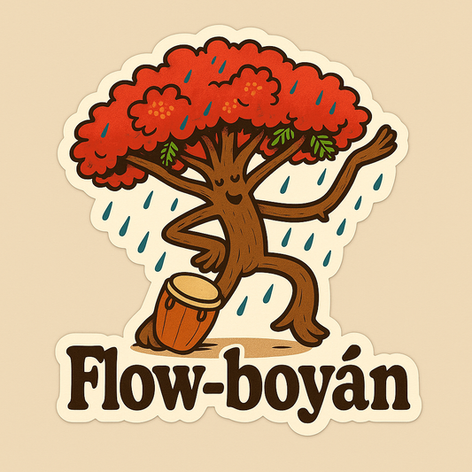 Flow-boyán Tree Drummer Sticker: Nature's Beat in Design