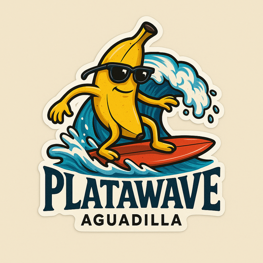 Ride the Waves: Explore the Visual Joy of the Platawave Surfing Banana Sticker
