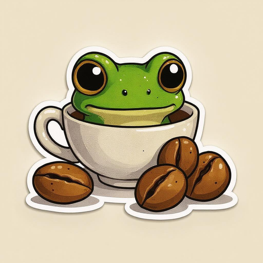 Exploring the Whimsy of the Frog in Coffee Cup Sticker
