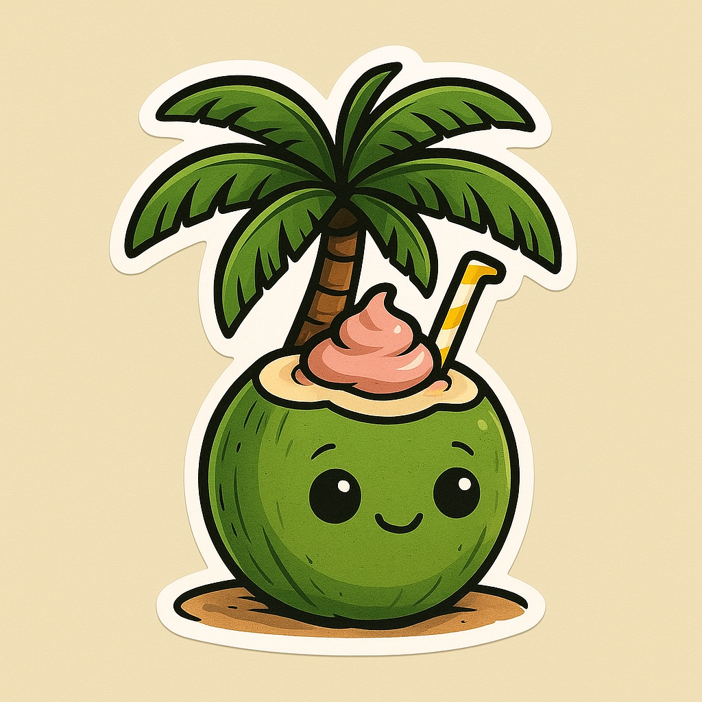 Explore the Tropical Charm of the Smiling Coconut Sticker