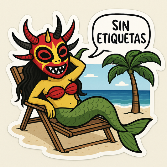 Whimsical World of 'Sin Etiquetas' Mermaid Sticker